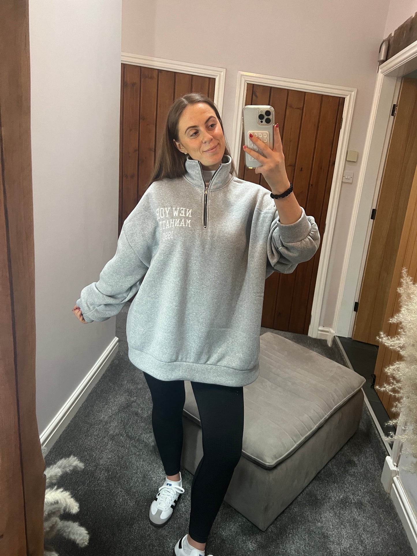 Grey Oversized New York Jumper