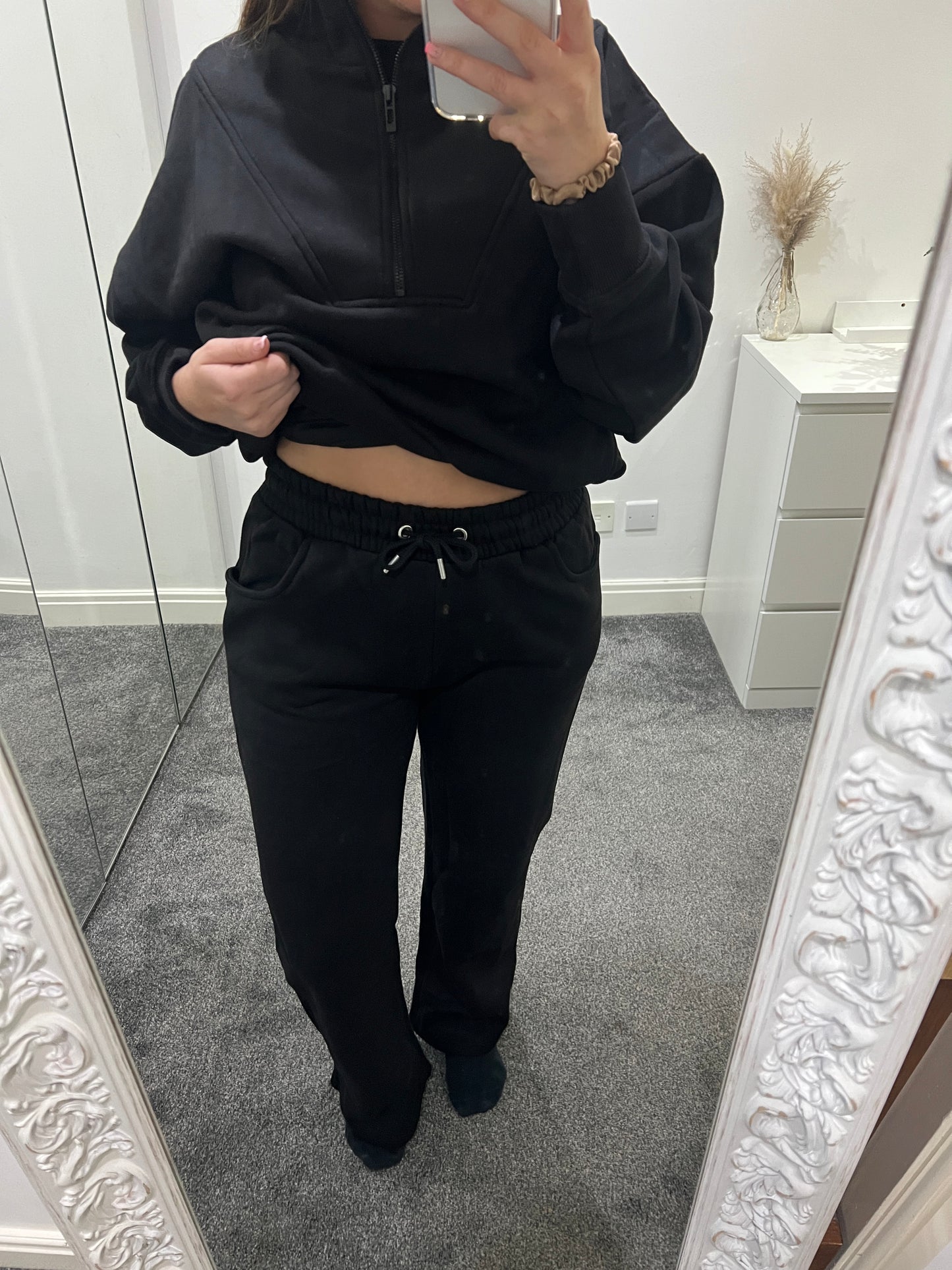 1/2 Zip jumper and jogger set black