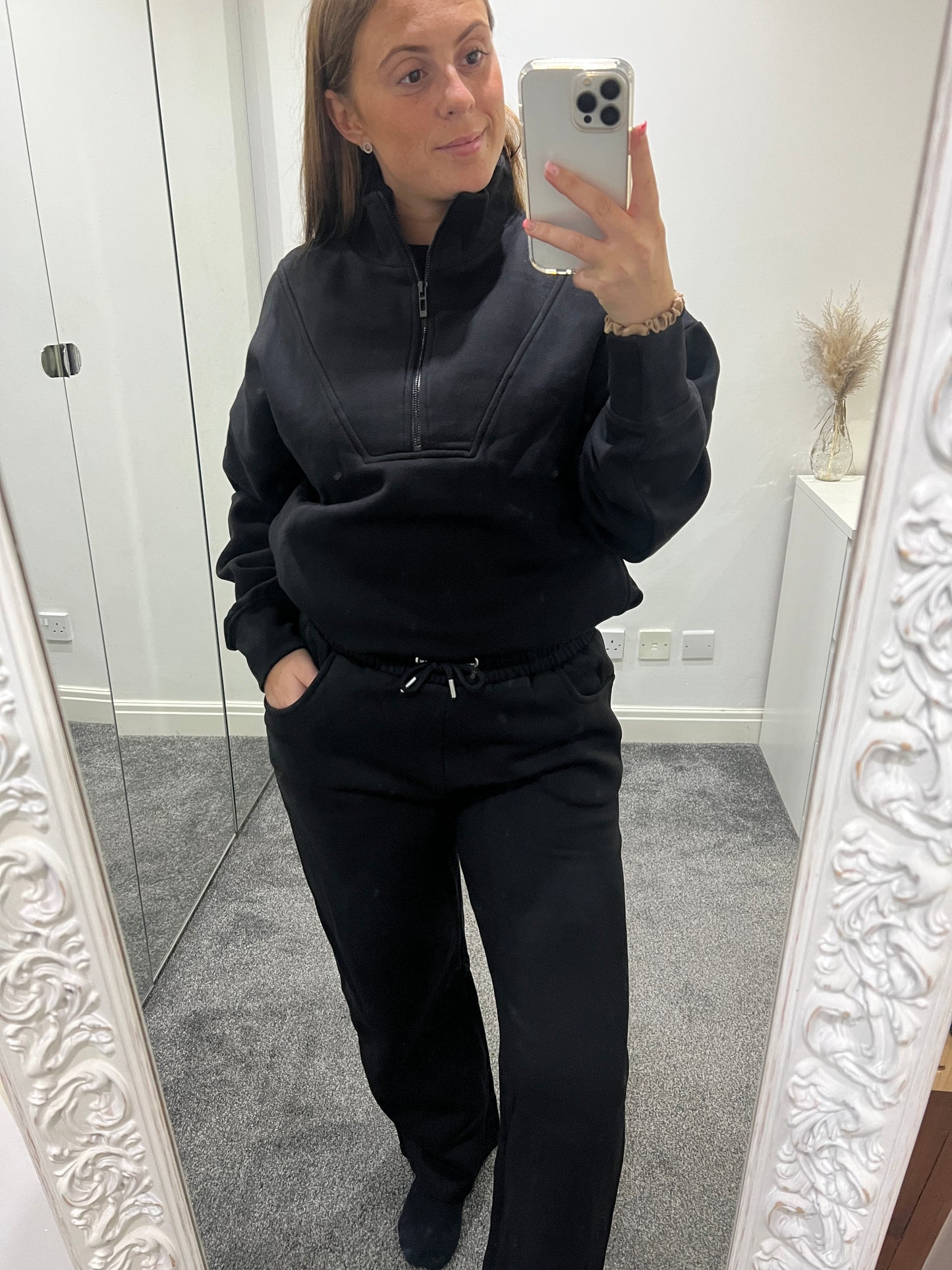 1/2 Zip jumper and jogger set black