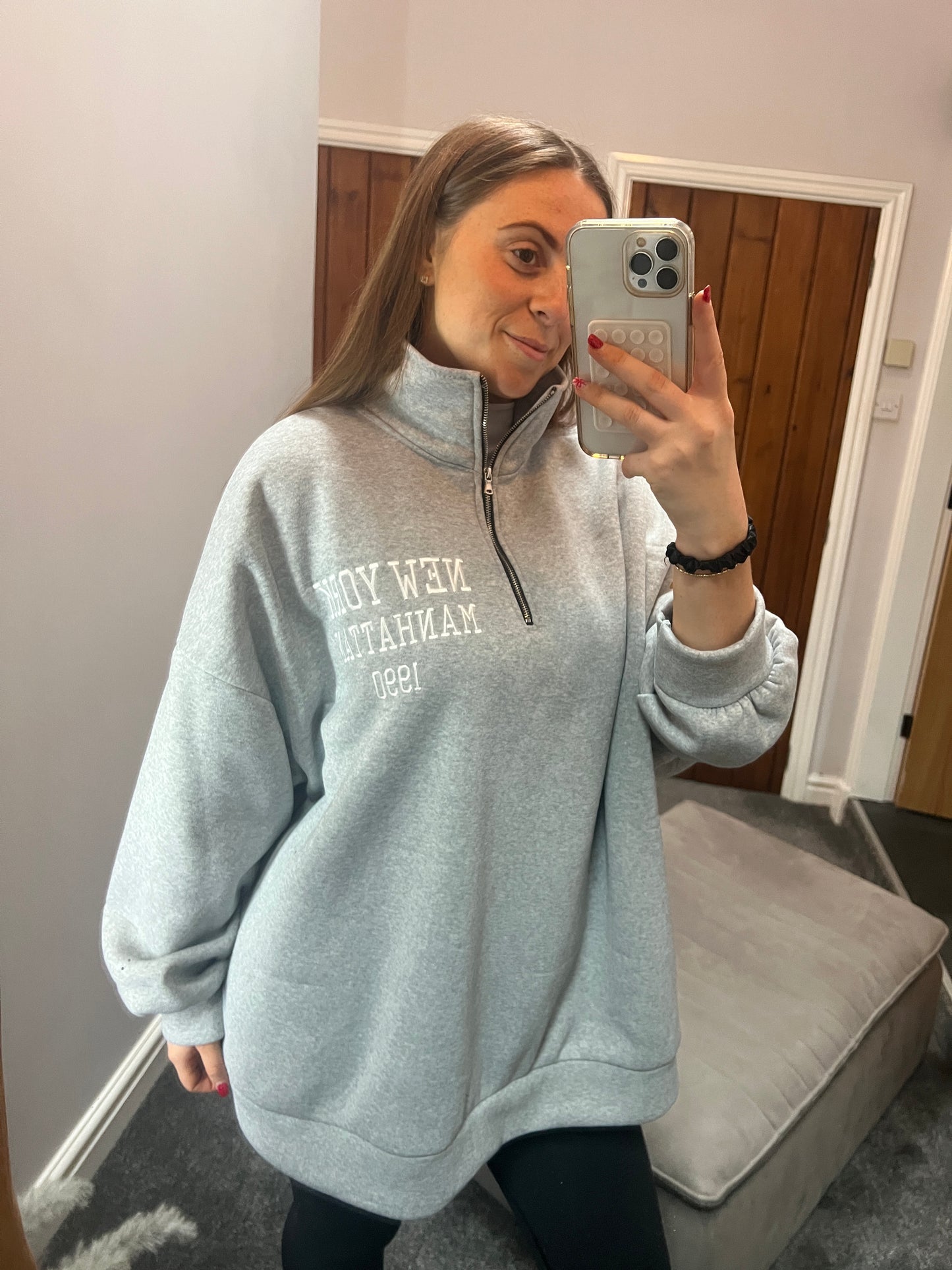 Grey Oversized New York Jumper