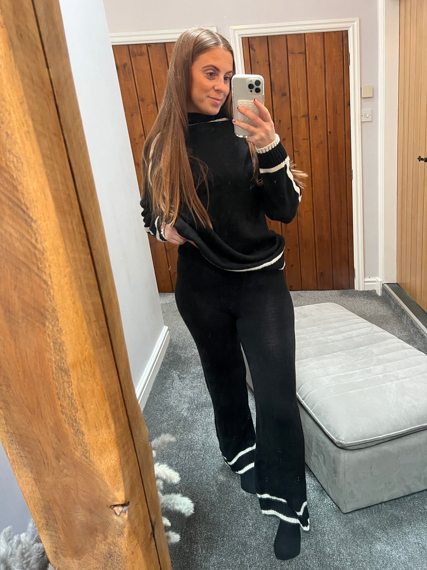 Black high neck jumper and trouser set