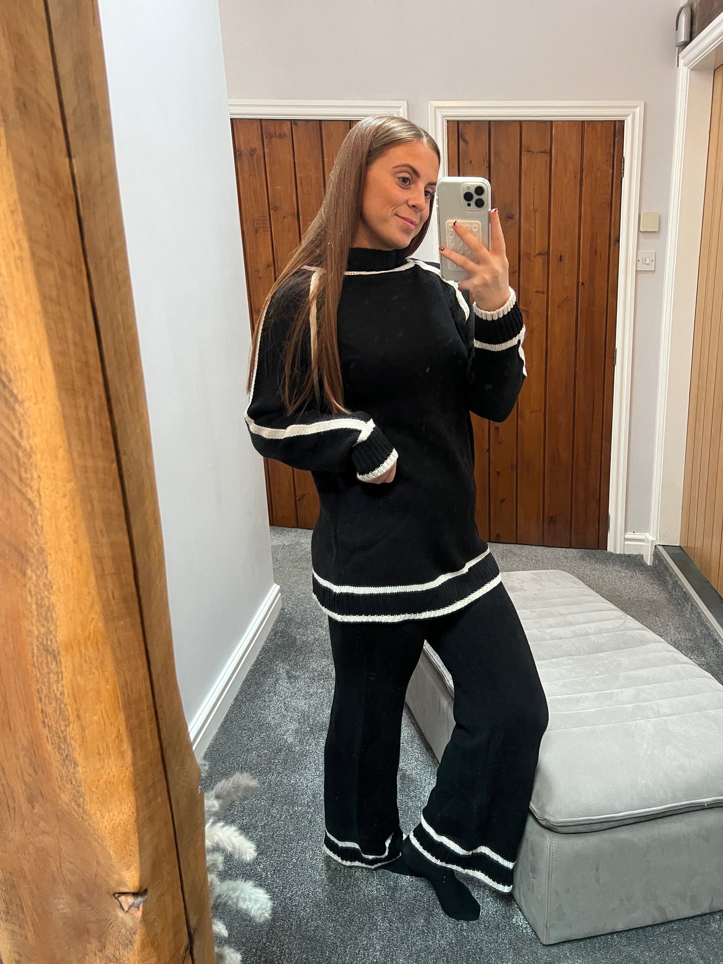 Black high neck jumper and trouser set