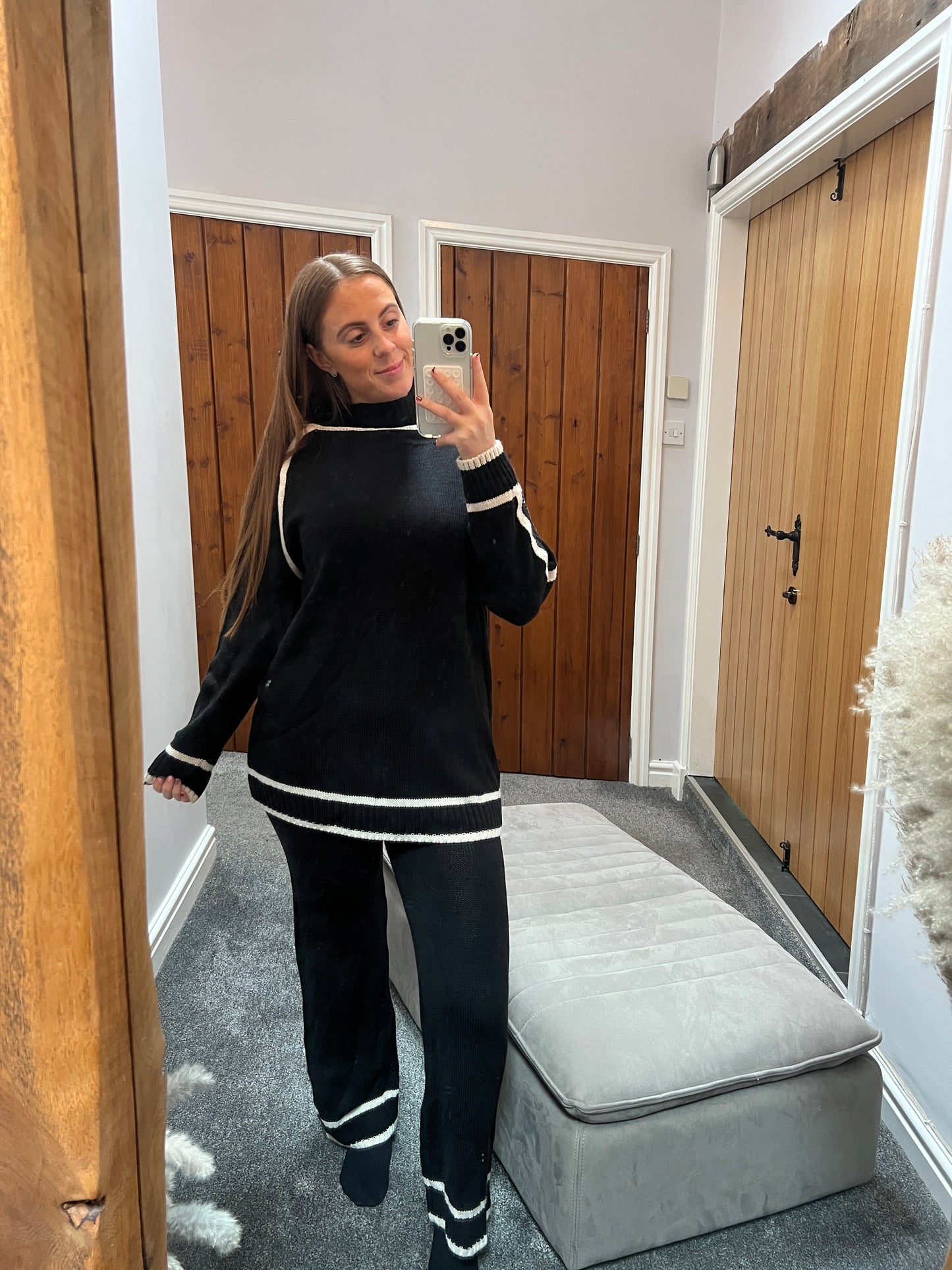 Black high neck jumper and trouser set