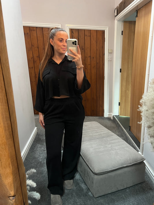 Black shirt loungewear set