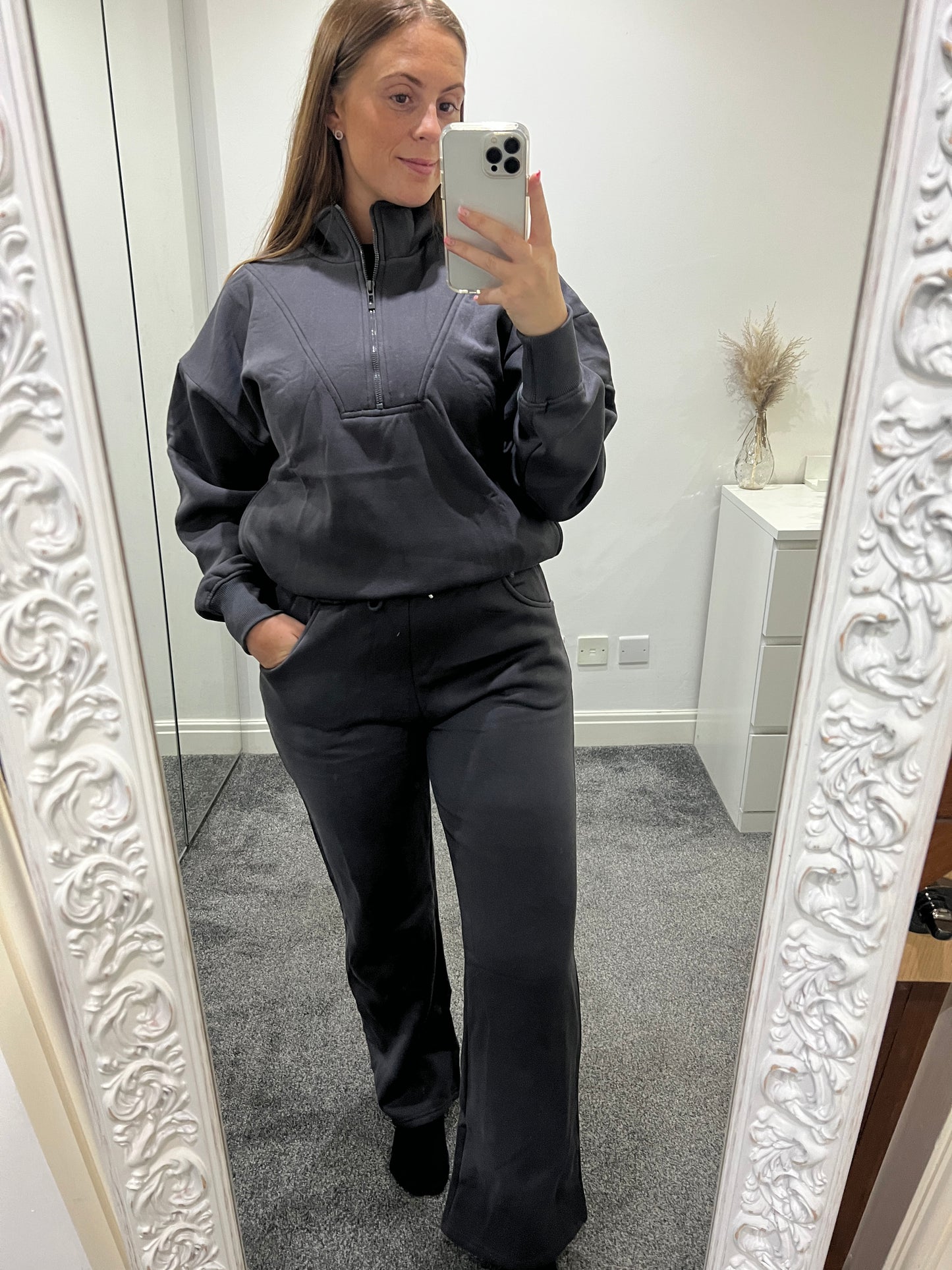 1/2 Zip jumper and jogger set dark grey