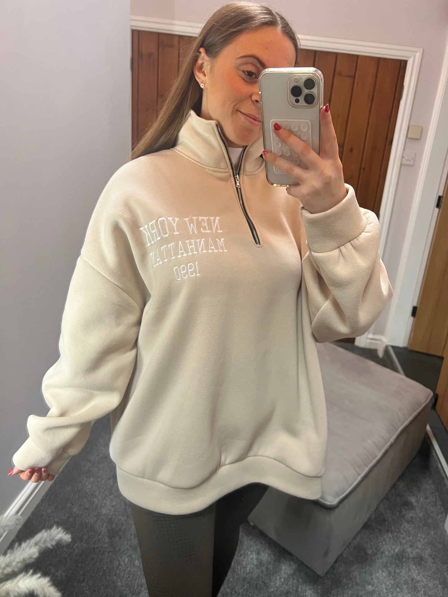 Cream Oversized New York Jumper