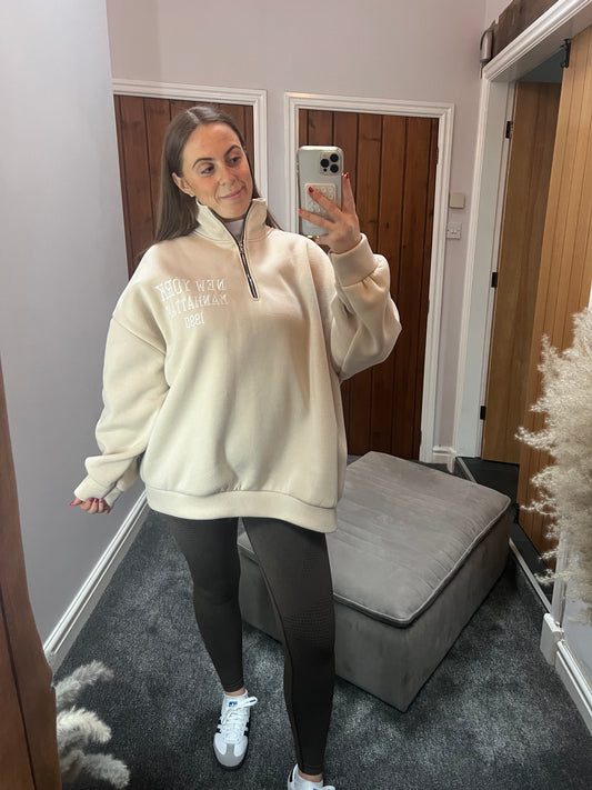 Cream Oversized New York Jumper