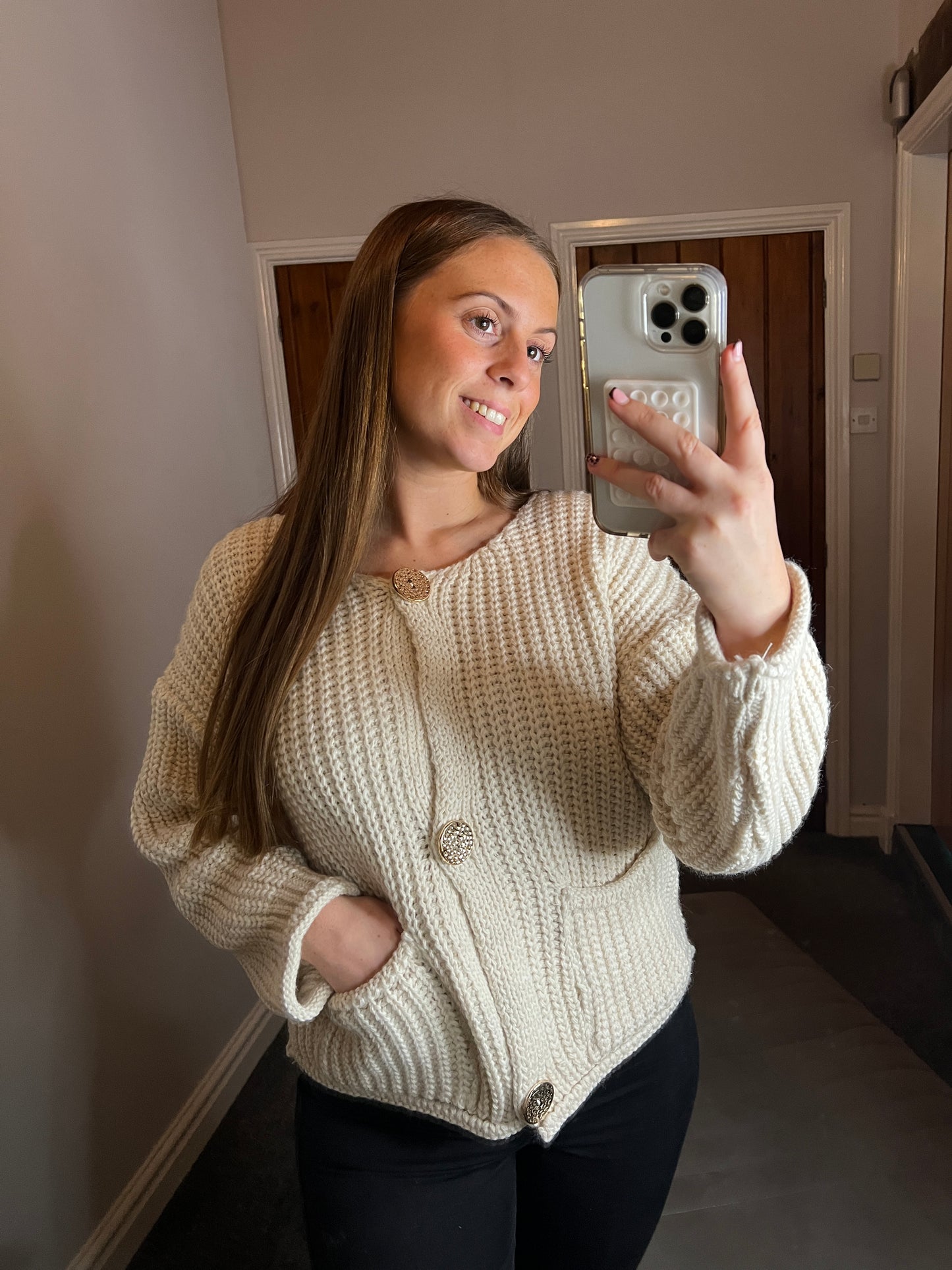 Cream knitted cardigan