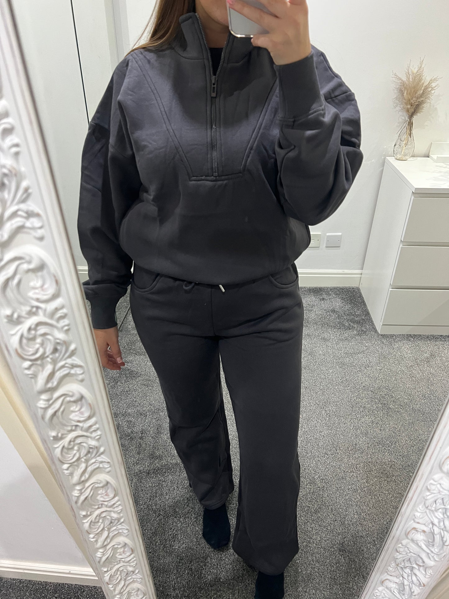 1/2 Zip jumper and jogger set dark grey