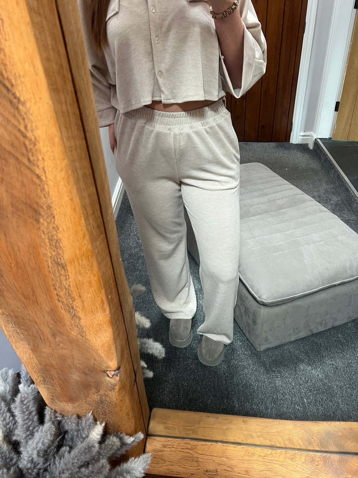 Oatmeal shirt loungewear set