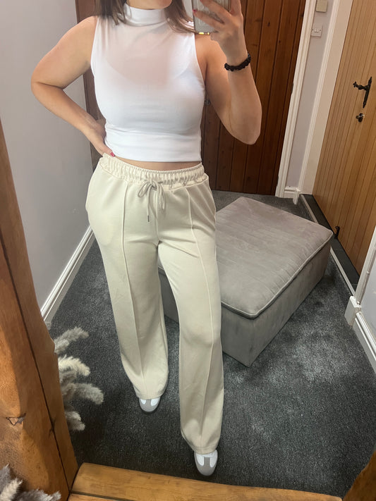 Cream Wide Leg Joggers
