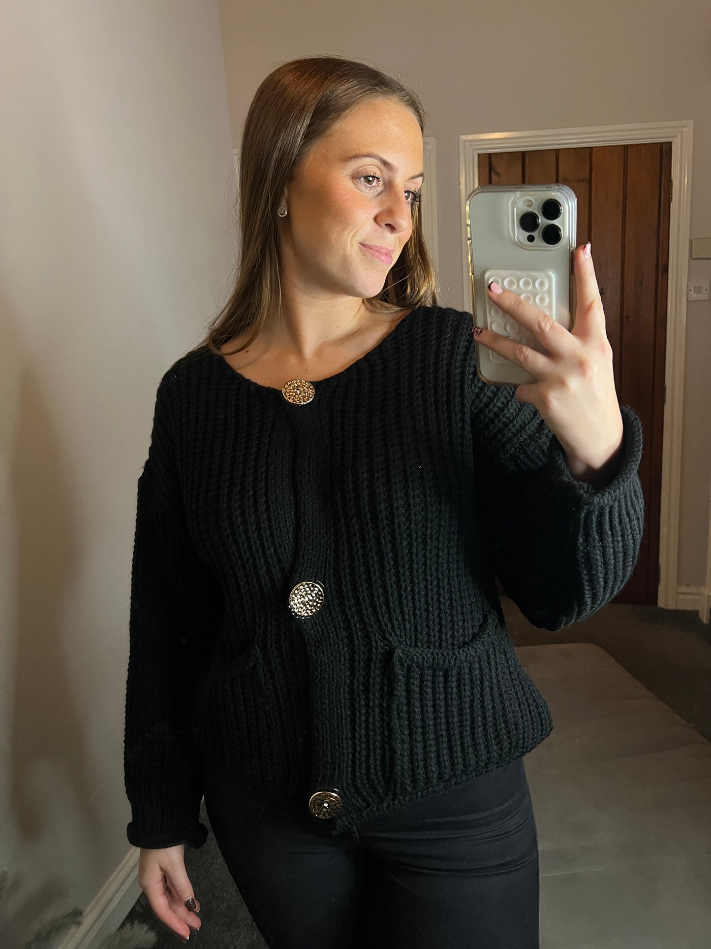Black knitted cardigan