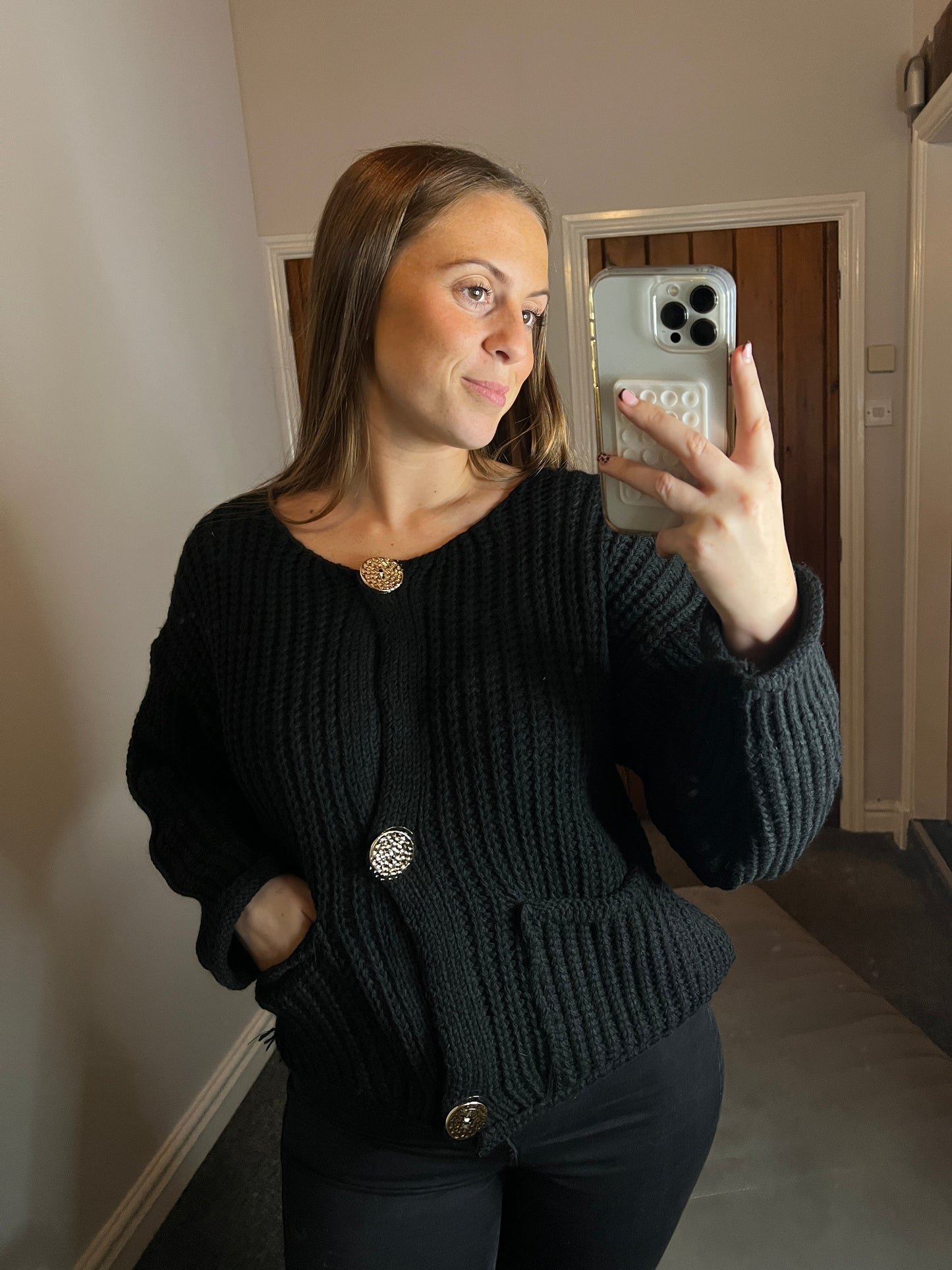 Black knitted cardigan