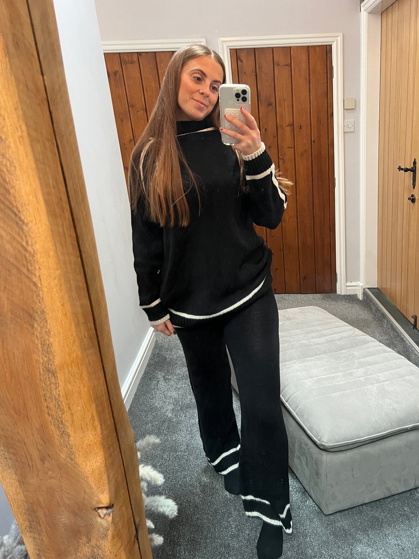 Black high neck jumper and trouser set