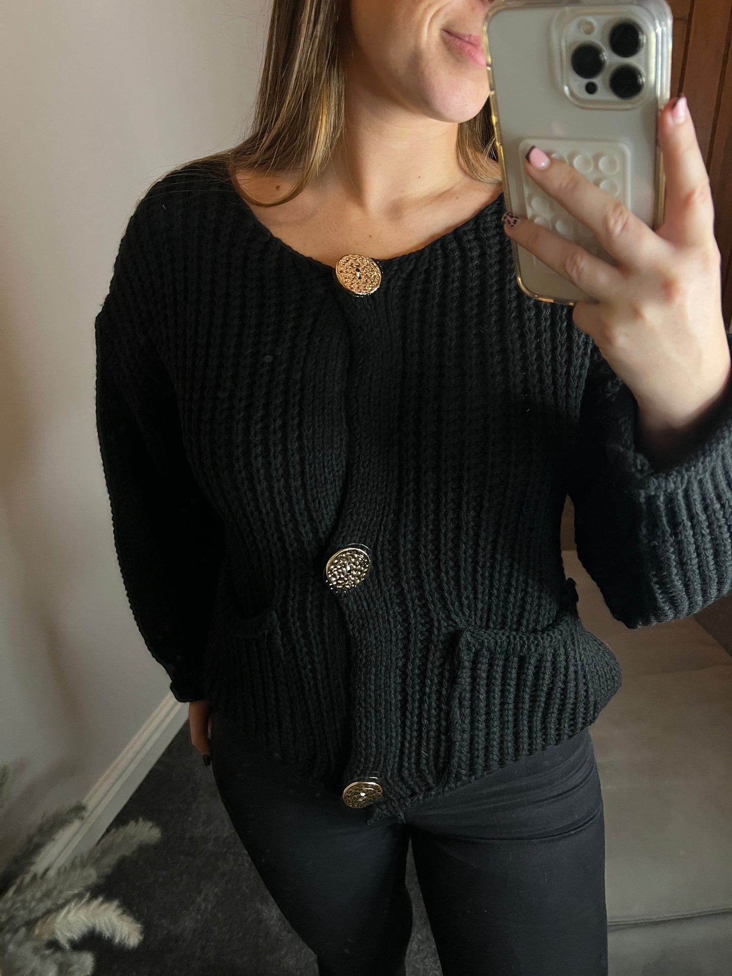 Black knitted cardigan