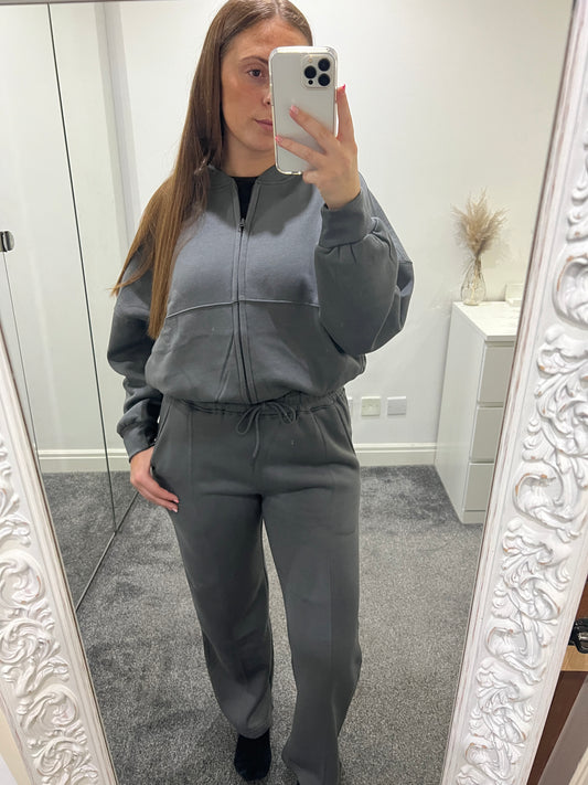 Grey bomber and jogger set