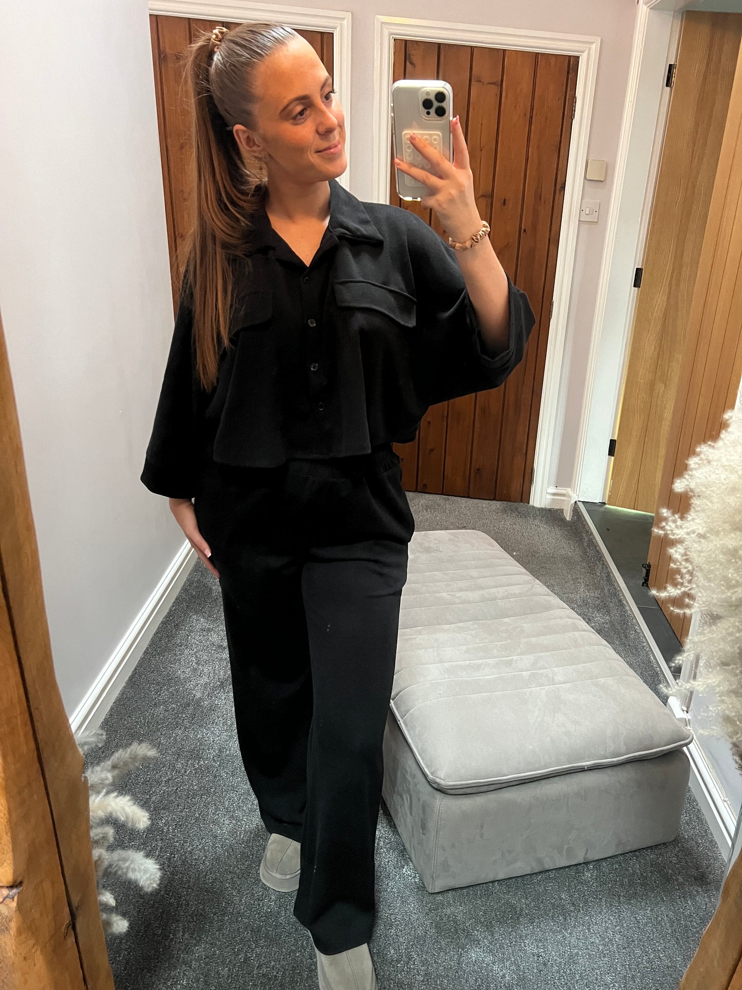 Black shirt loungewear set