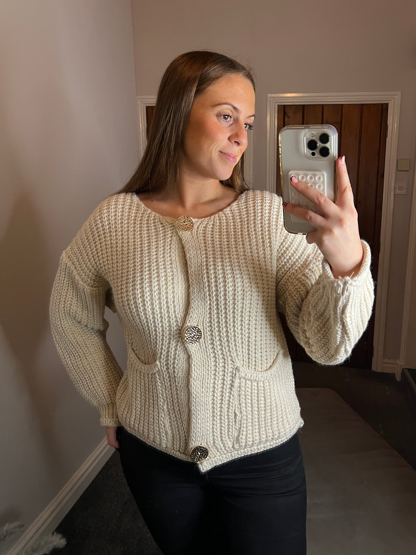 Cream knitted cardigan