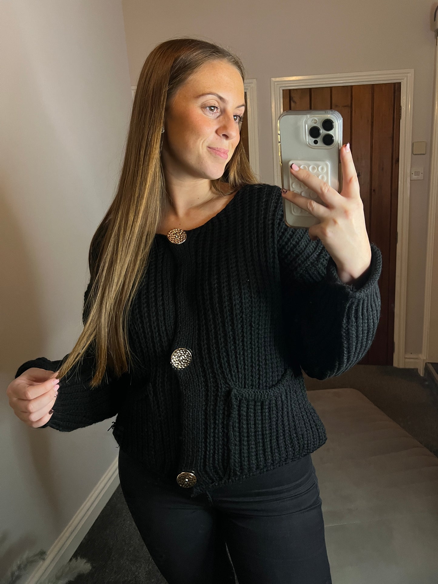 Black knitted cardigan