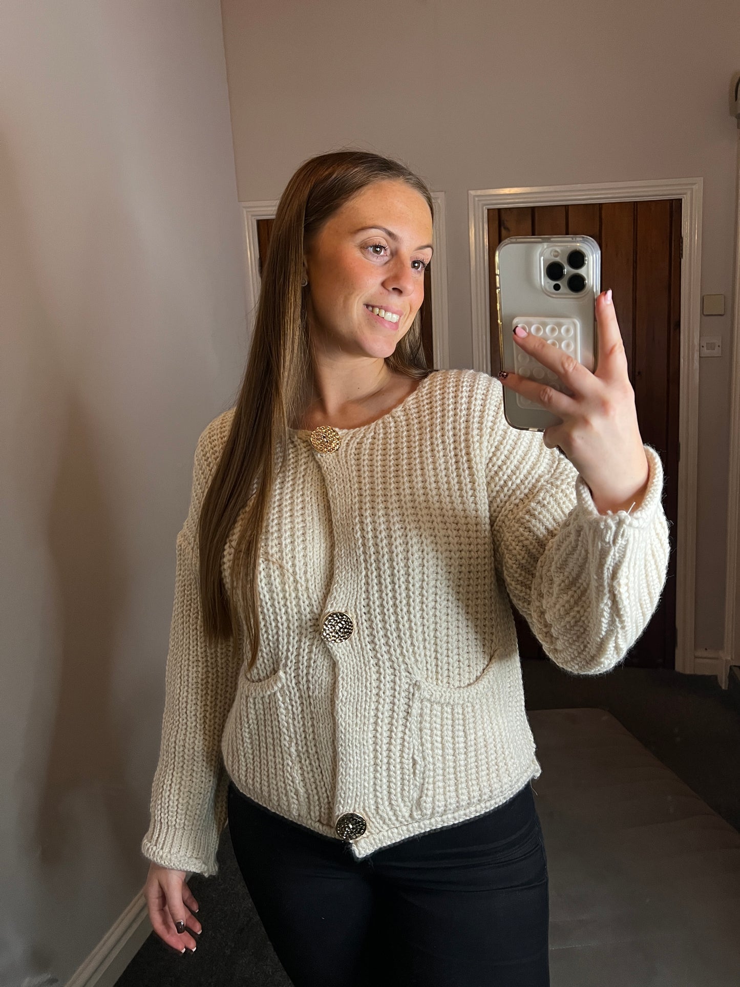 Cream knitted cardigan