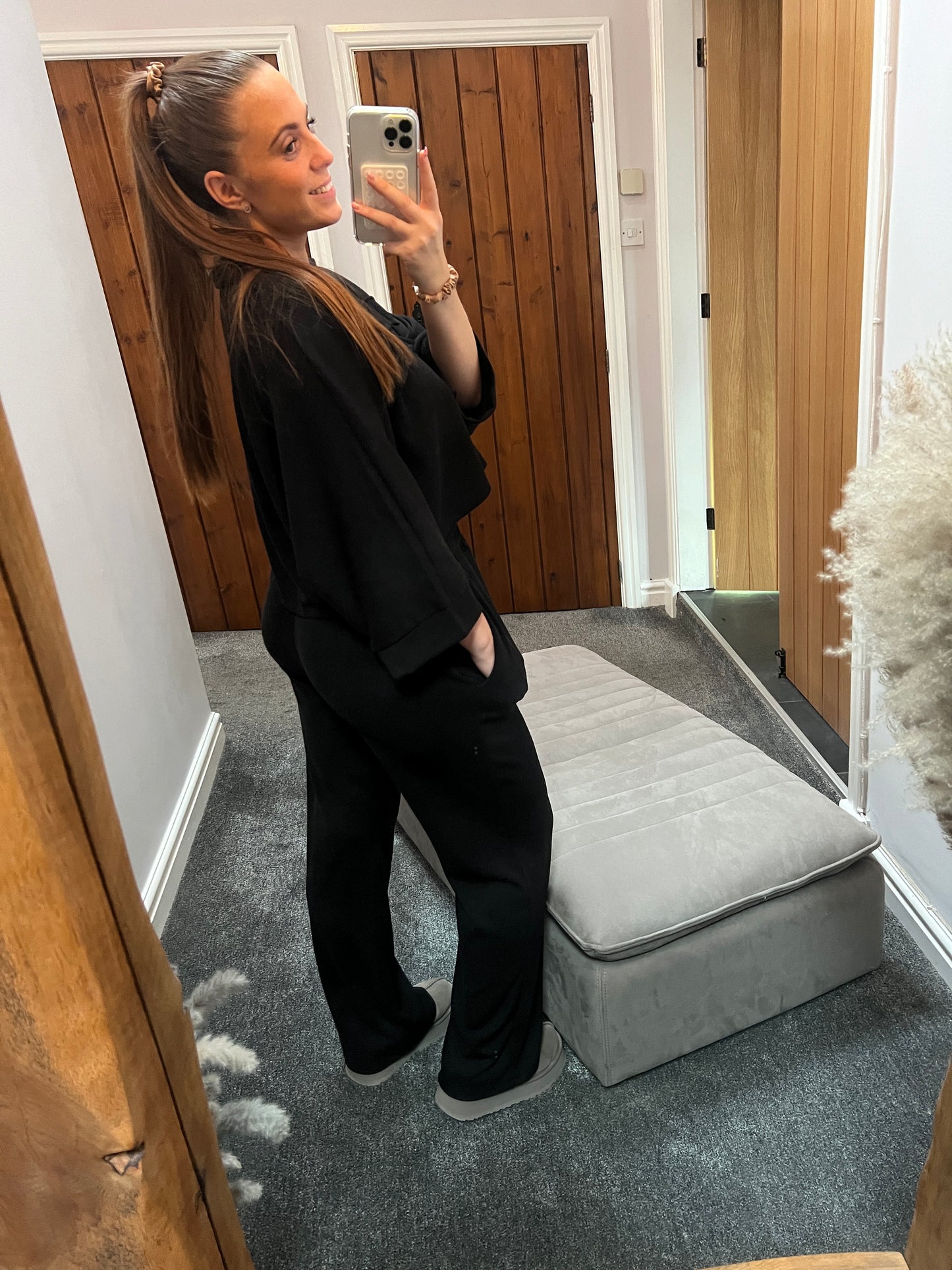 Black shirt loungewear set