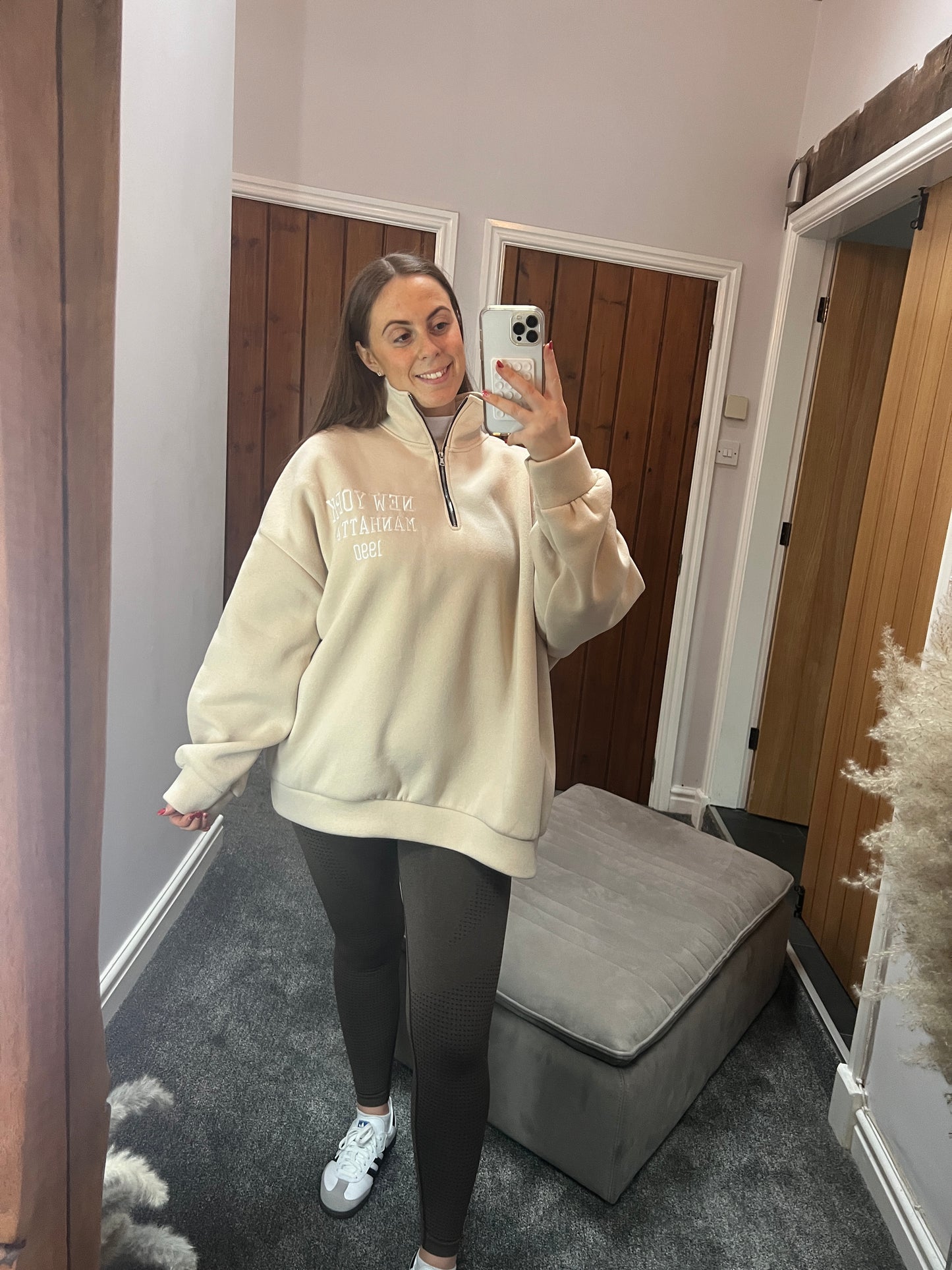 Cream Oversized New York Jumper