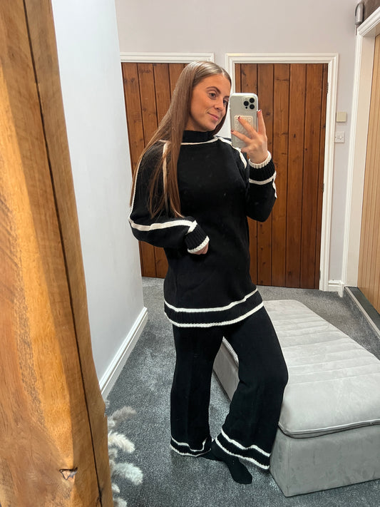 Black high neck jumper and trouser set