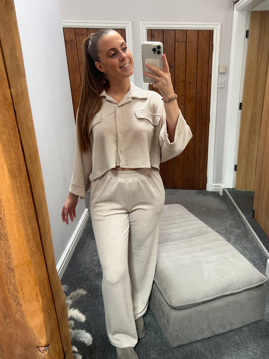 Oatmeal shirt loungewear set