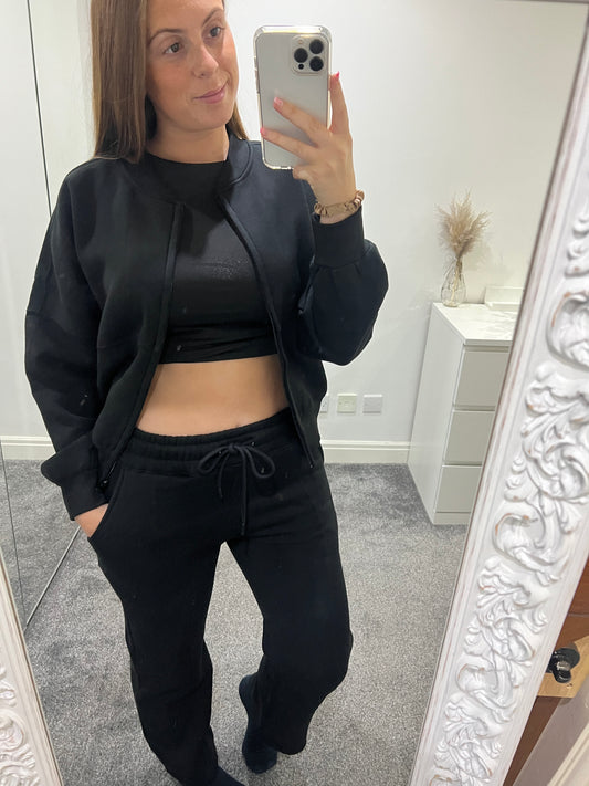 Black bomber and jogger set