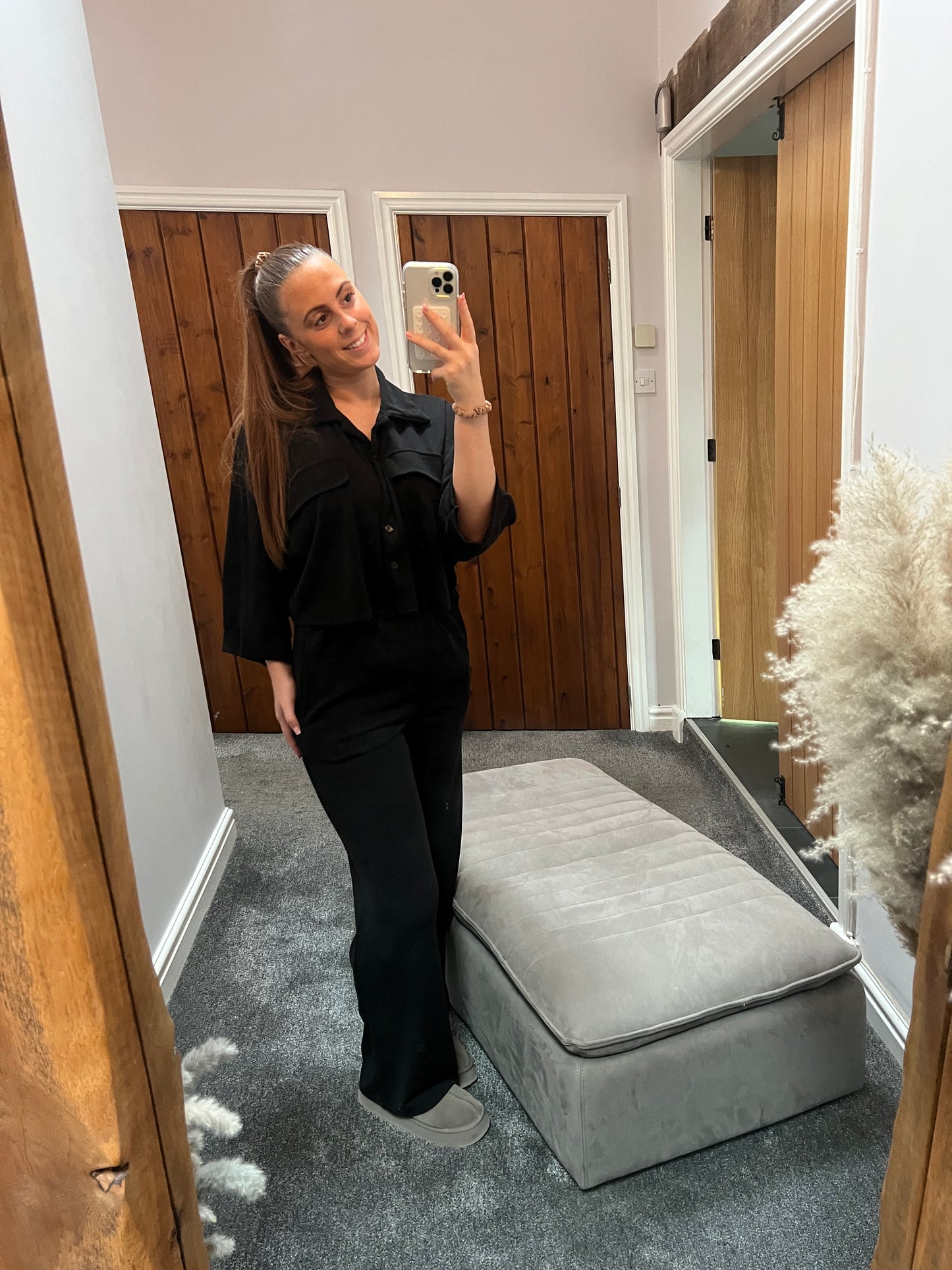 Black shirt loungewear set