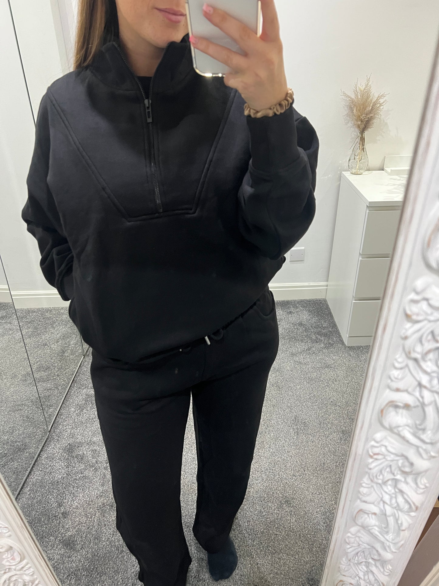 1/2 Zip jumper and jogger set black