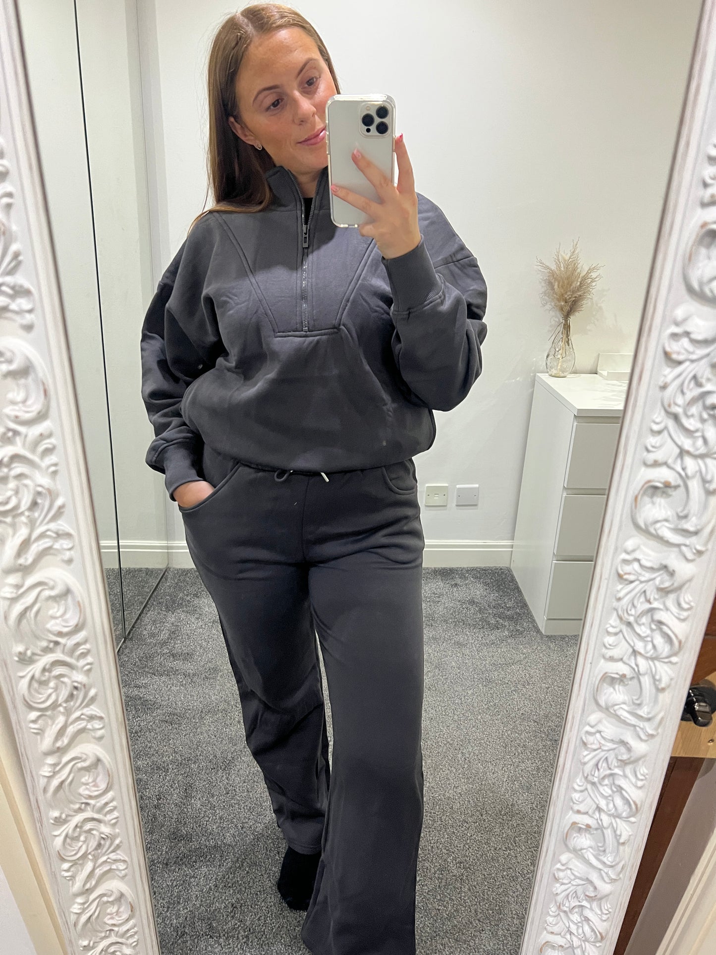 1/2 Zip jumper and jogger set dark grey