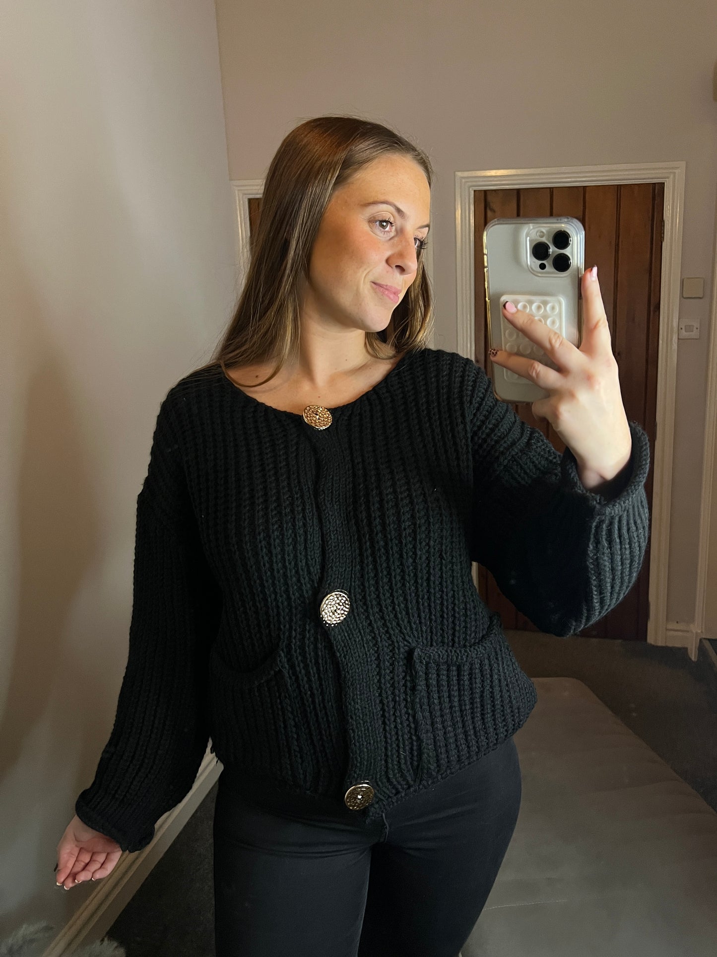 Black knitted cardigan
