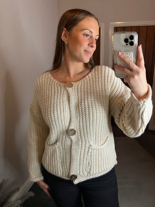 Cream knitted cardigan